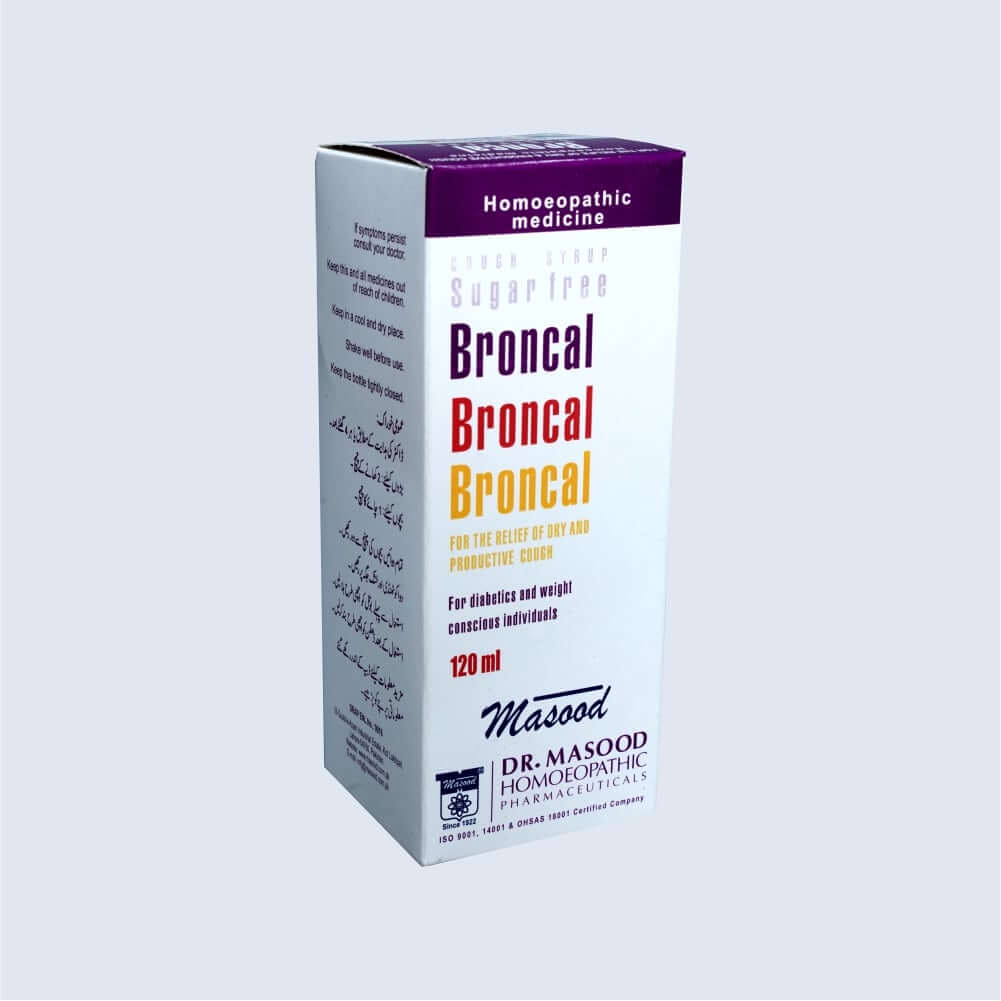 Dr Masood Broncal Syrup Sugar Free (Bronchitis, Cough, Influenza, Rhinitis, Seasonal Symptoms Due To Winters) 120ml